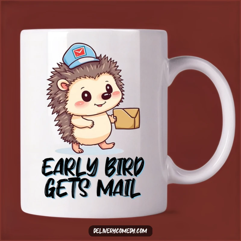 Funny Hedgehog Mail Carrier Mug: Determined Parcel Pusher, Perfect Gift for Delivery Lovers
