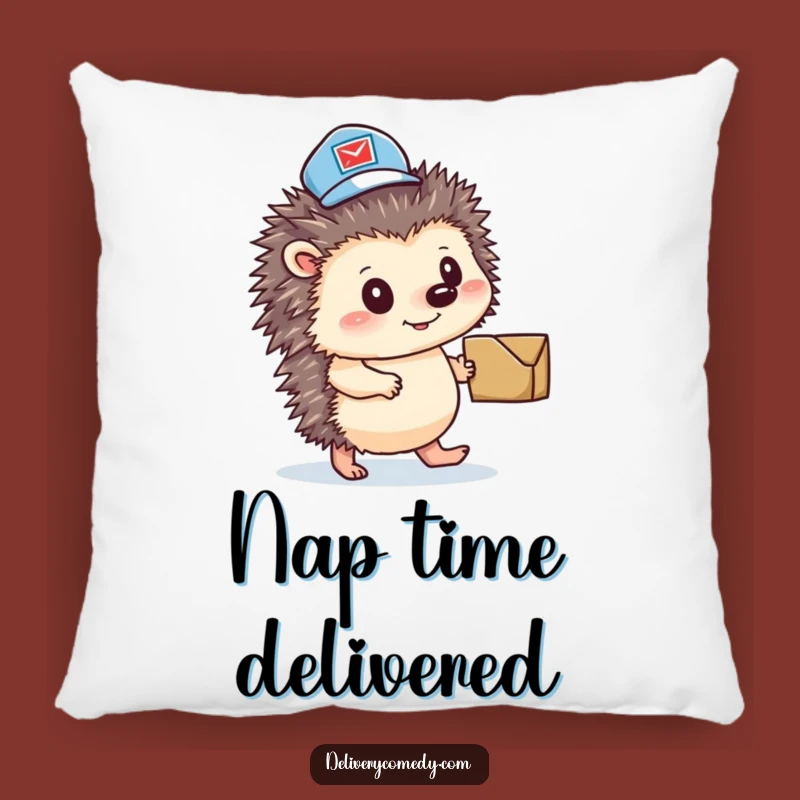 Funny Hedgehog Mail Carrier Pillow: Cozy Comfort with a Determined Delivery Friend