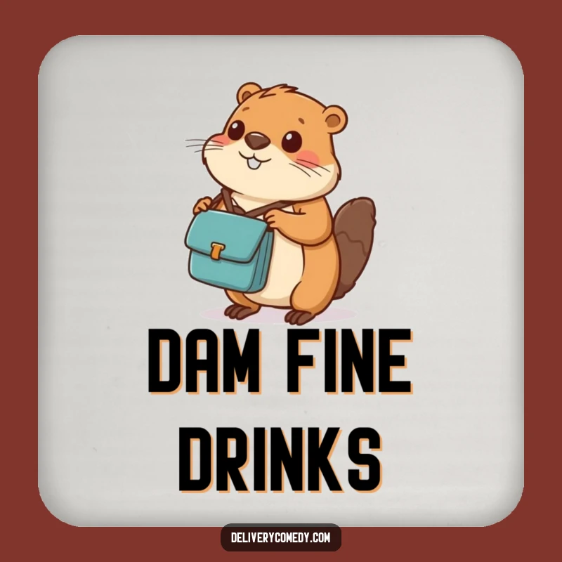 Funny Beaver Messenger Bag Drink Coasters: Protect Surfaces with Diligent Art