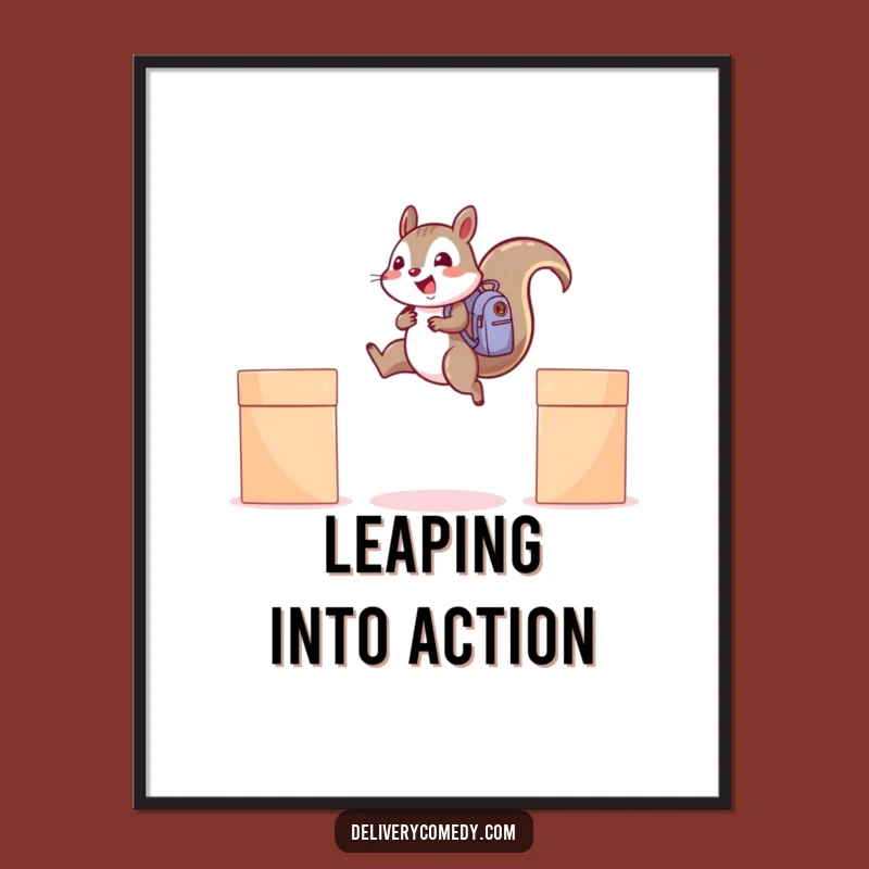 Funny Squirrel Backpack Poster: Dynamic Wall Art for a Cheerful Home