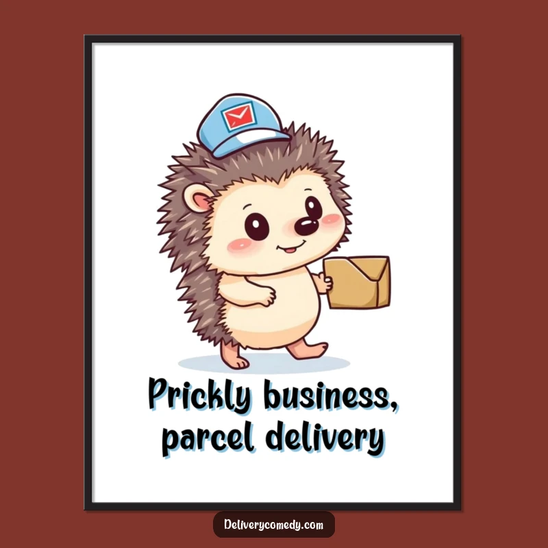 Free Printable Funny Hedgehog Mail Carrier Wall Art - Downloadable Humorous Decor!